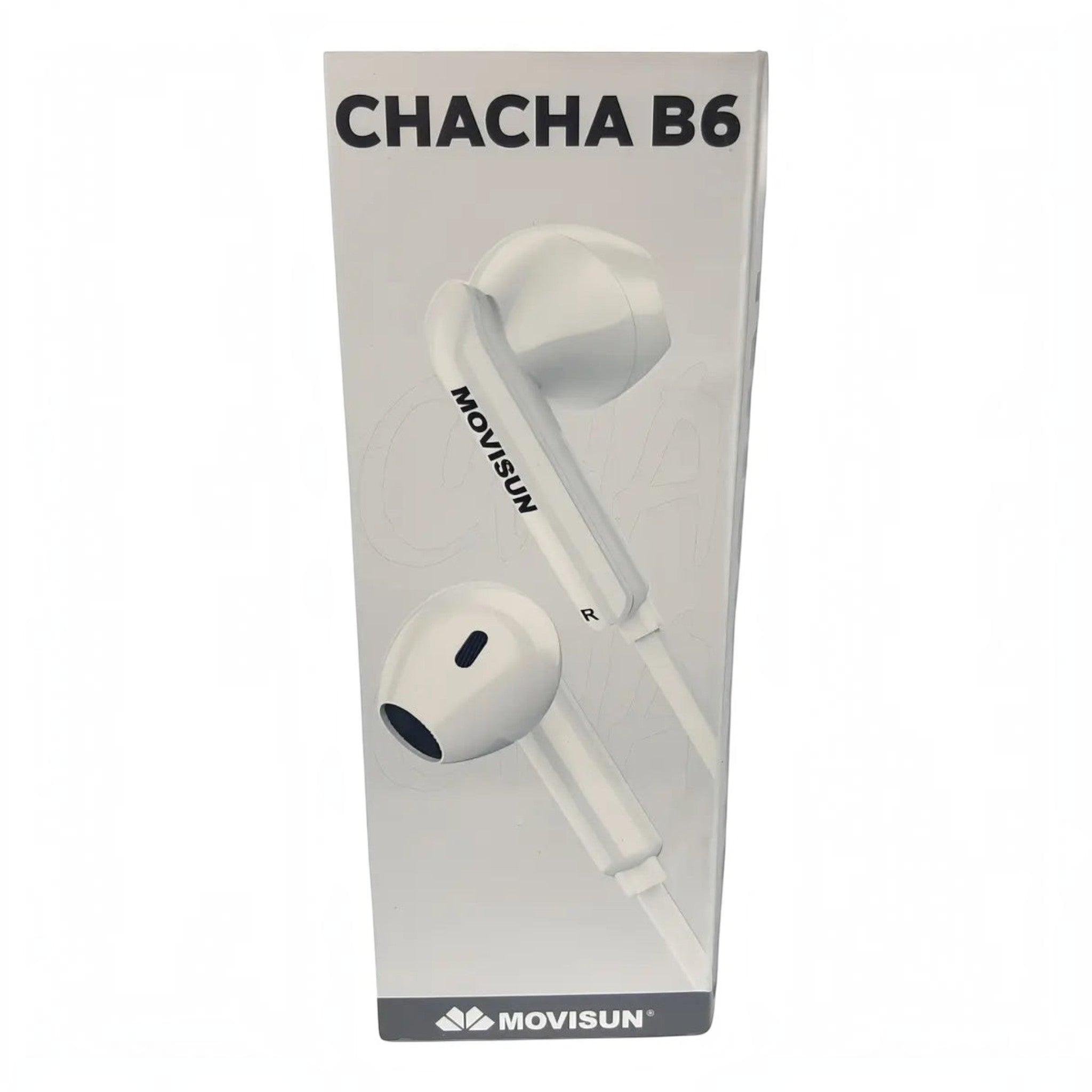 Empaque de los audífonos Movisun Chacha B6 blancos