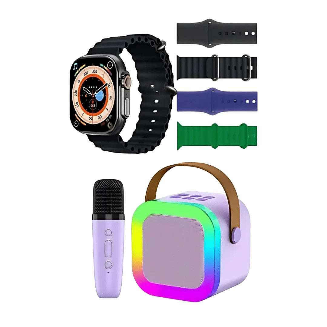 El Combo ZT-40 reúne entretenimiento y tecnología wearable: smartwatch funcional, parlante karaoke con sonido potente y micrófono inalámbrico para cantar en casa.