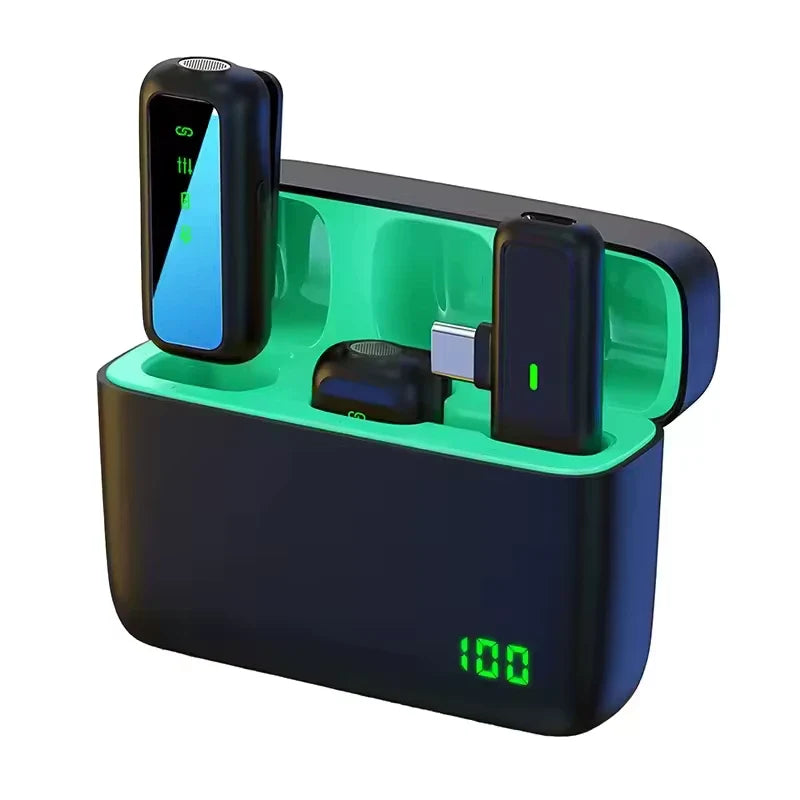 Eleva la calidad de audio de tus videos con el micrófono de solapa doble SX6. Sistema inalámbrico con receptor Tipo C que se conecta directamente a tu celular.